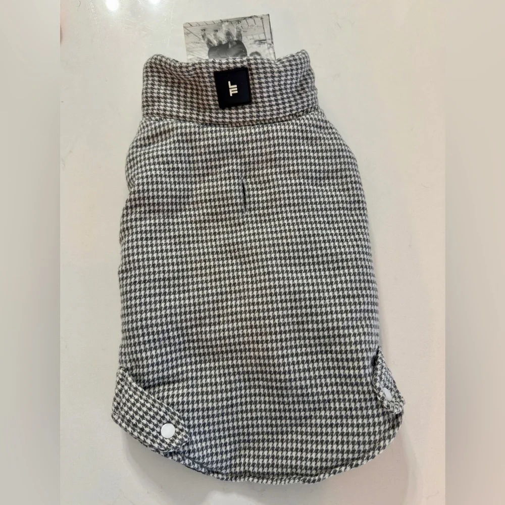 NWT London Fog Houndstooth Dog Sweater Coat | Gingham Dog Coat | Large NWT